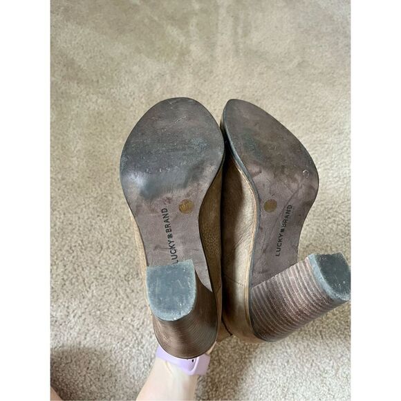 Lucky Brand Brindle Leather Heeled Maldeeve Ankle Booties sz 6 - Picture 11 of 12